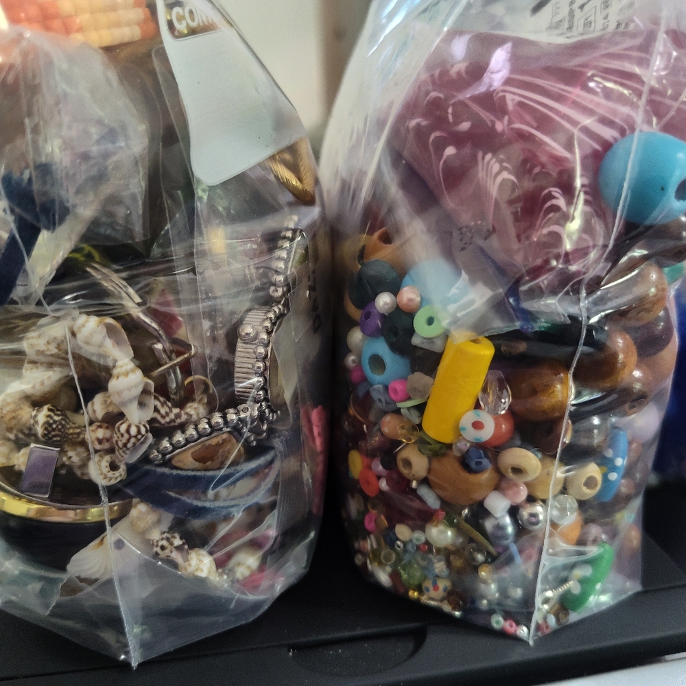 Craft lot beads and necklaces